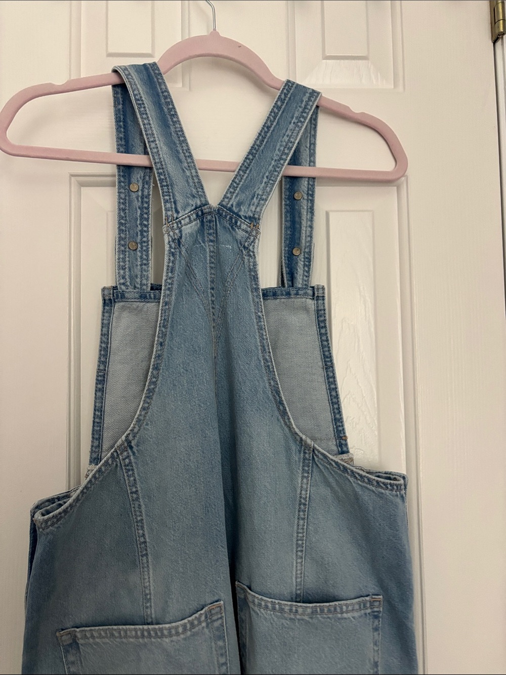 We the Free Light Blue Wide-Leg Denim Overalls -*Free People* size small Rambler - Picture 6 of 7